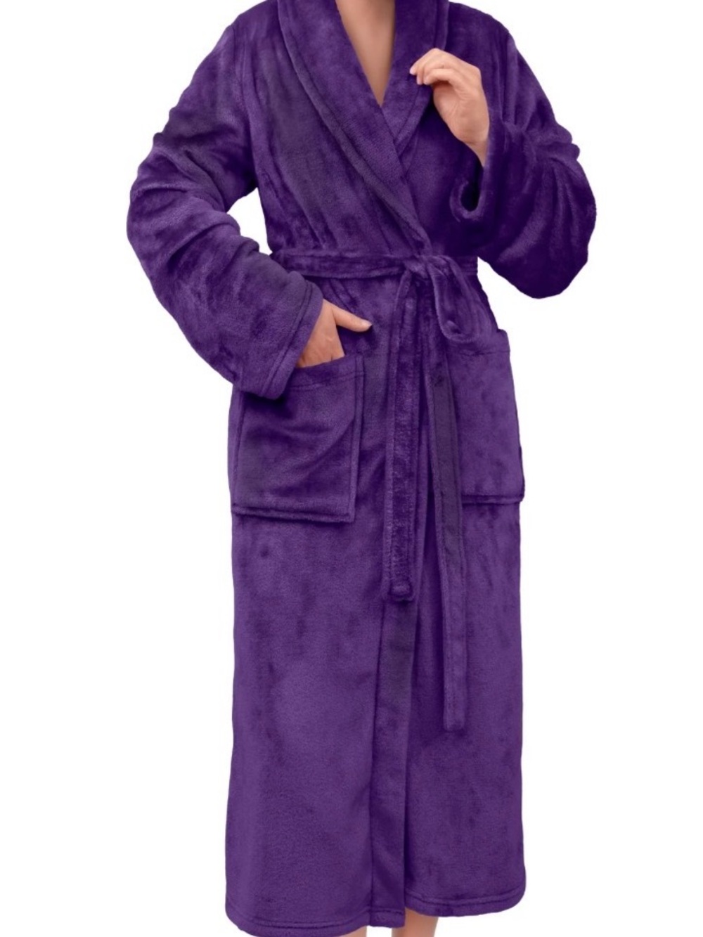 Plush Shawl Collar Women's Robe in Purple